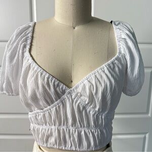White Puff Sleeve Women's Top